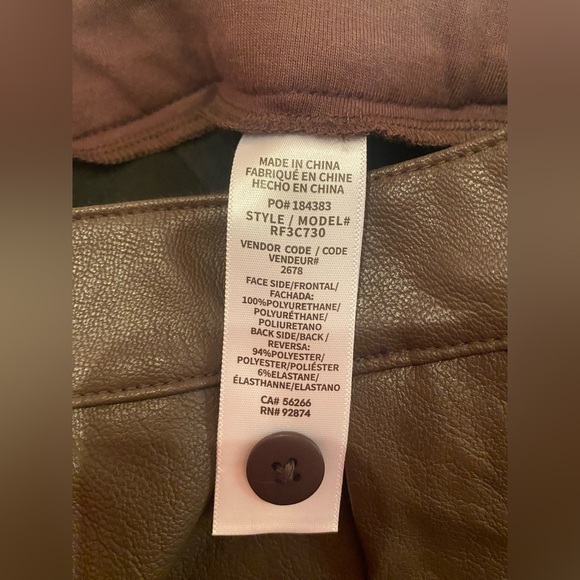 NWT Splendid Woman’s Cropped Vegan Leather Ankle Trouser Brown Size 0 Inseam 26” - Picture 8 of 9